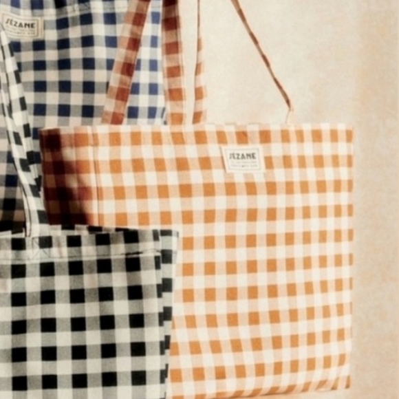 ✨NEW✨ SEZANE GINGHAM TOTE BAG - Picture 2 of 3